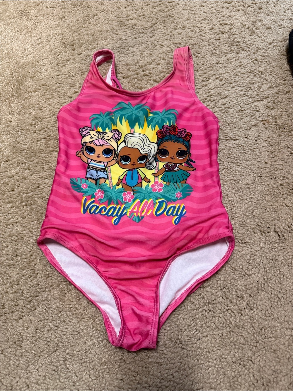 LOL Surpise! Pink "Vacay All Day" Kids One-Piece Swimsuit 5